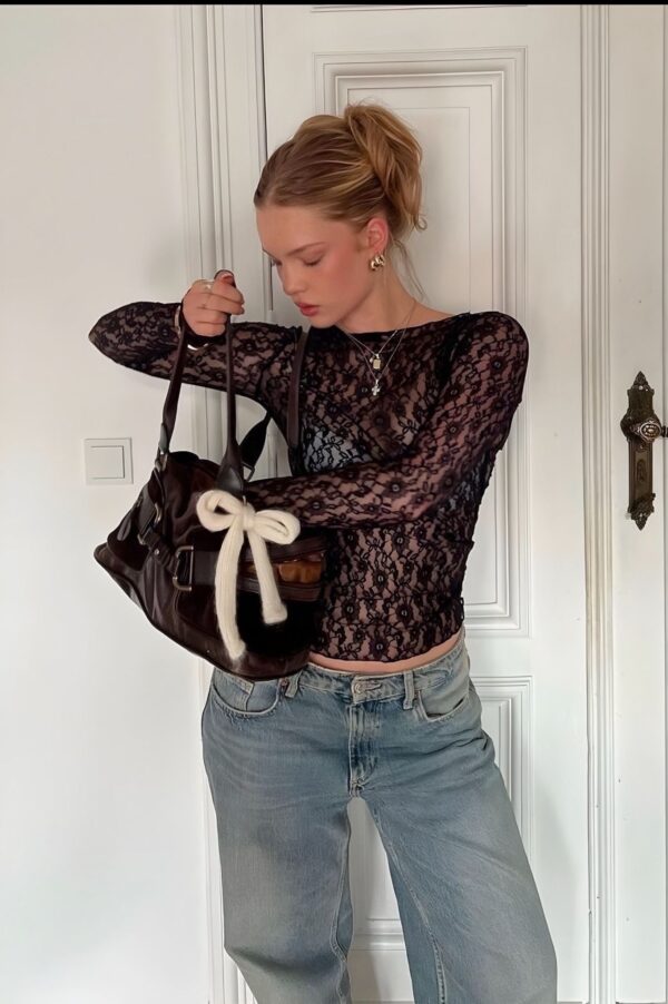 Black Lace Sheer Long Sleeve Top 🖤✨