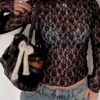 Black Lace Sheer Long Sleeve Top 🖤✨