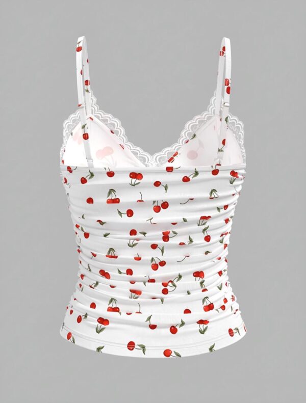 Cherry Printed Lace Panel Camisole 🍒🌸