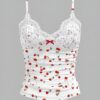 Cherry Printed Lace Panel Camisole 🍒🌸