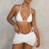 Angel Tide 3-Piece White Bikini Set with Lace Skirt 🤍🌊