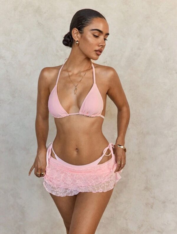Angel Tide 3-Piece Pink Lace Bikini Set 👼💗🌸