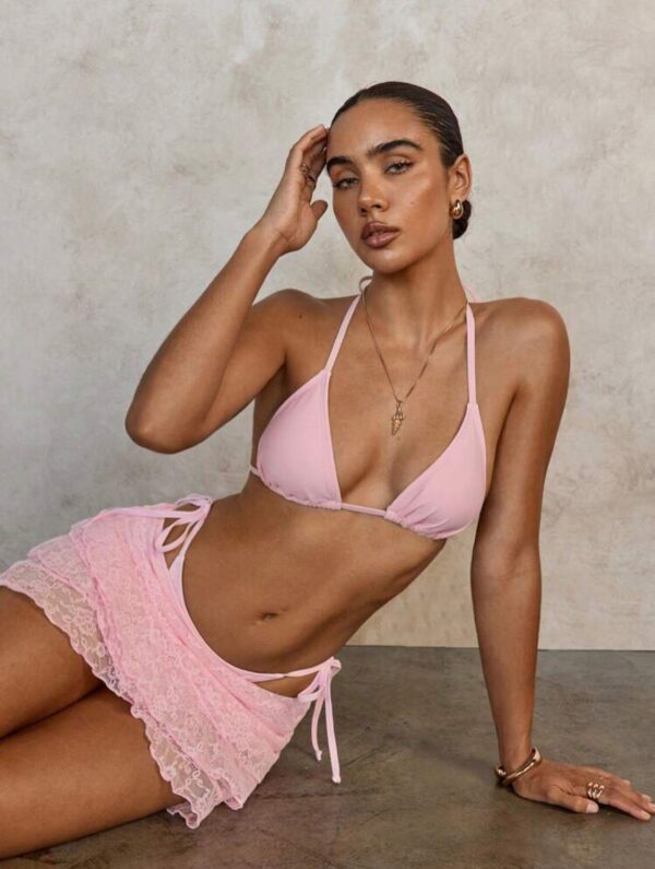 Angel Tide 3-Piece Pink Lace Bikini Set 👼💗🌸
