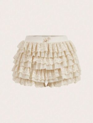 Apricot Balletcore Ruffle Bow Mini Shorts 🩰🍑