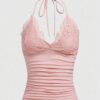 IMG-20250524-WA0055 Pink Cotton Fitted Lace Panel Halter Top ๐ธ๐