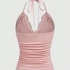 IMG-20250525-WA0046 Pink Cotton Fitted Lace Panel Halter Top ๐ธ๐