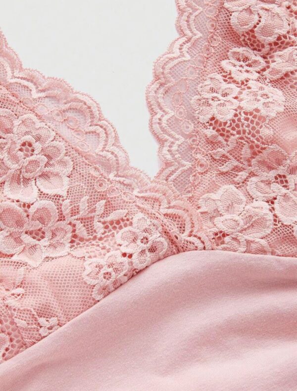 IMG-20250525-WA0047 Pink Cotton Fitted Lace Panel Halter Top ๐ธ๐