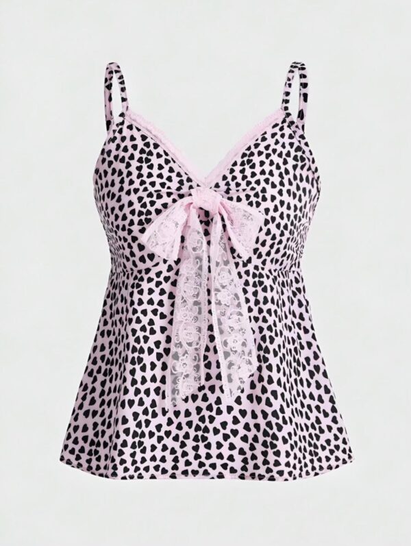 Sweetheart Spot Lace Bow V-Neck Top 💖🖤