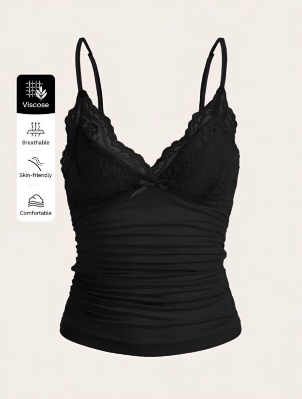Black Midnight Muse Ruched Lace Cami 🖤✨