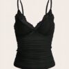 Black Midnight Muse Ruched Lace Cami 🖤✨