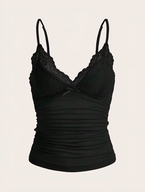 Black Midnight Muse Ruched Lace Cami 🖤✨