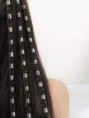 🤍Silver Color Hair Rings – 20 pcs Set
