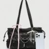 Kawaii Grunge Charm Ribbon Shoulder Bag 🖤🎀👜