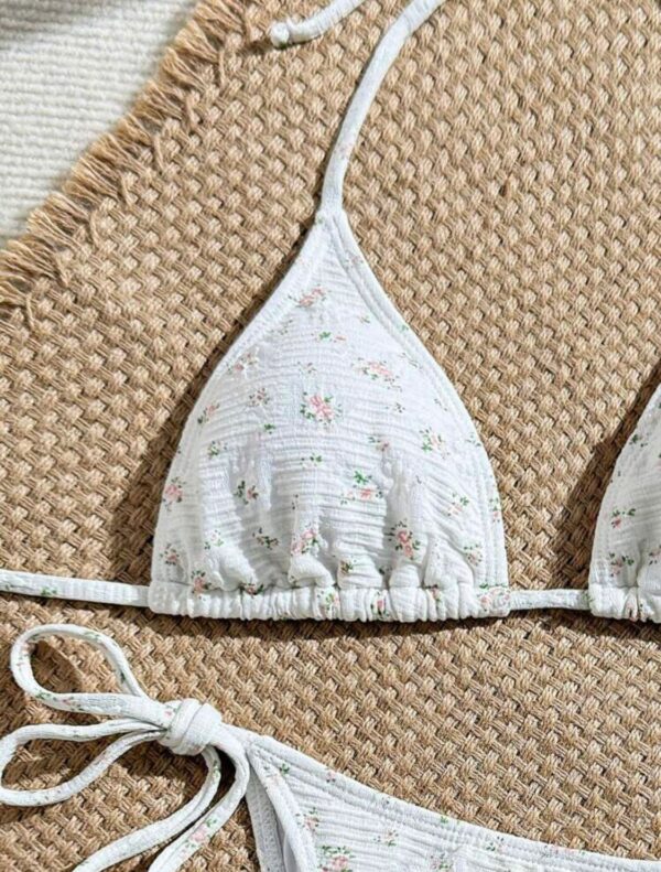 White Blossom Adjustable Floral Bikini Set 🤍🌸
