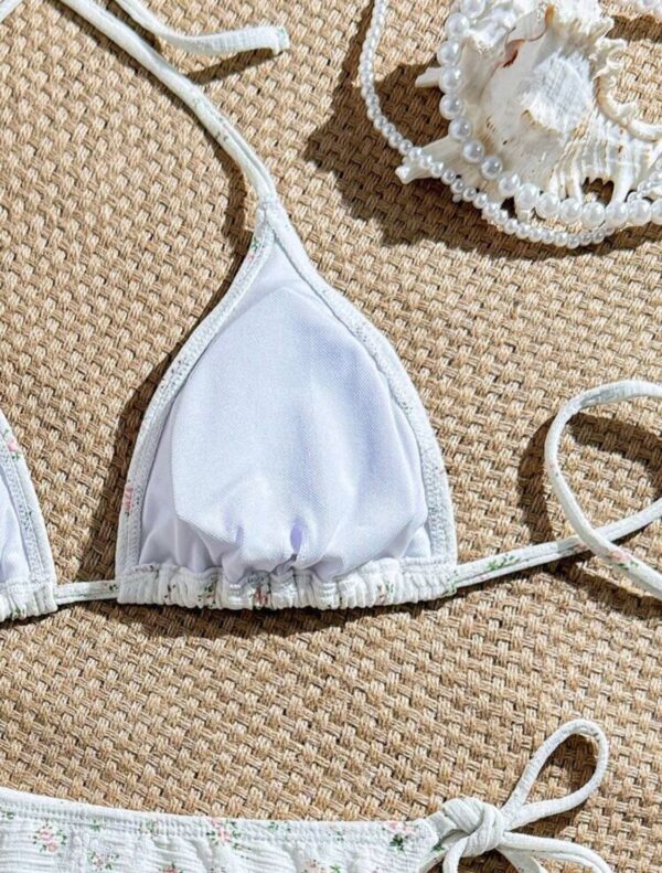 White Blossom Adjustable Floral Bikini Set 🤍🌸