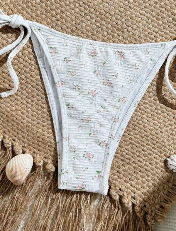 White Blossom Adjustable Floral Bikini Set 🤍🌸