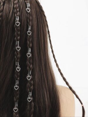 LoveLoop Heart Charm Hair Rings – 10pcs Set 💖✨