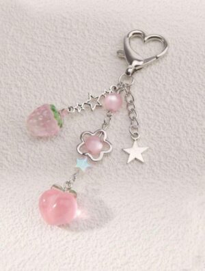 Fruit Charm Mini Keychain 🍑🍓🌟