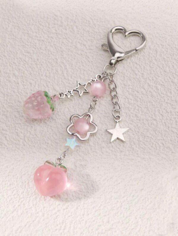 Fruit Charm Mini Keychain 🍑🍓🌟