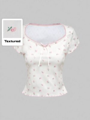 💖🎀 Sweetheart Bow Crop Tee – Pink Fairy Edition 🍓🌷