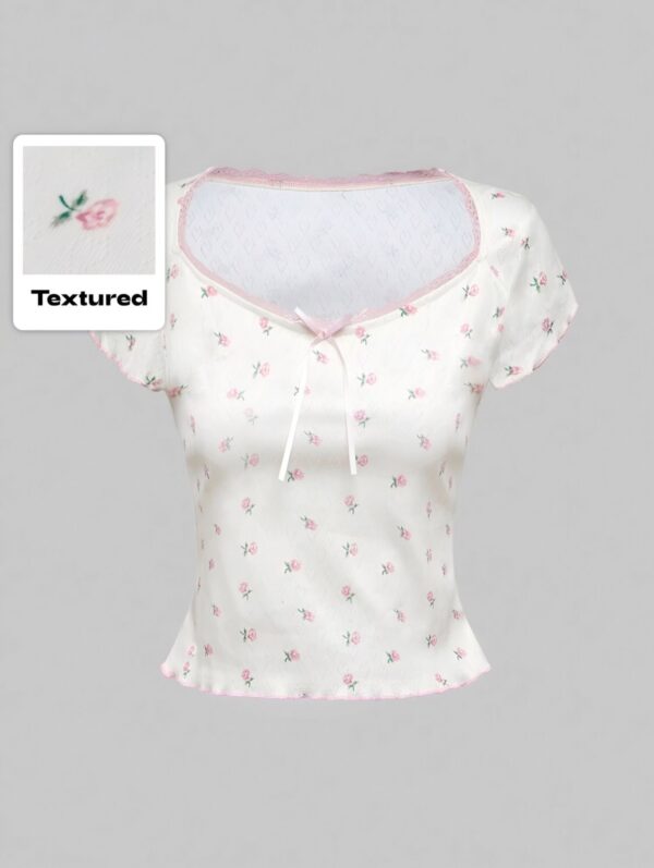 💖🎀 Sweetheart Bow Crop Tee – Pink Fairy Edition 🍓🌷
