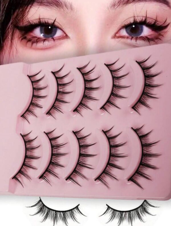5 Pairs Manga Spiky Lashes – Wispy & Fluffy Anime Look ✨👁️