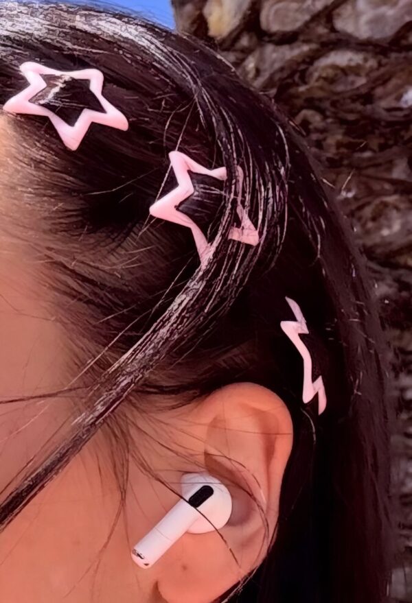🌸✨ Pink Star Hair Clips (6 pcs) 🎀⭐
