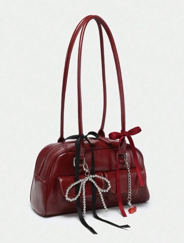 🍒 Cherry Charm Burgundy Shoulder Bag✨