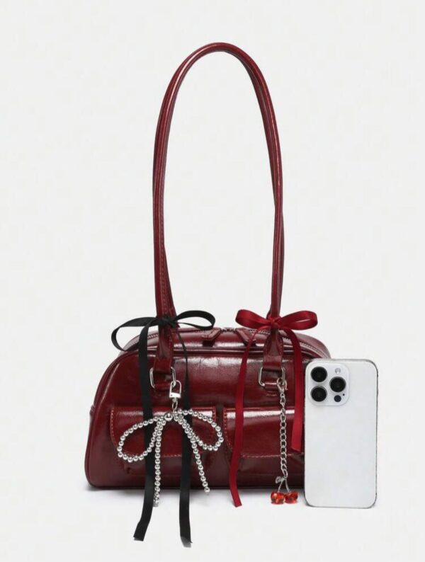 🍒 Cherry Charm Burgundy Shoulder Bag✨