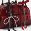 🍒 Cherry Charm Burgundy Shoulder Bag✨