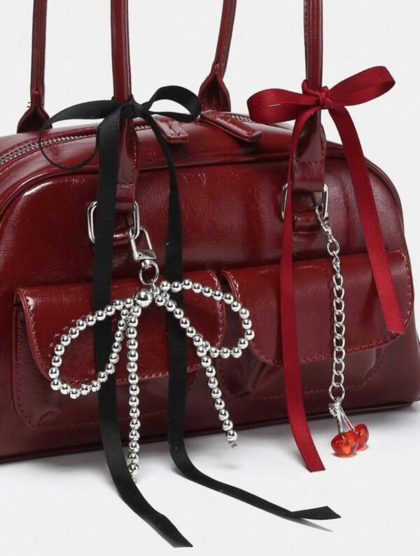 🍒 Cherry Charm Burgundy Shoulder Bag✨