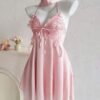 🦋💖 Butterfly Halter Neck Pink Dress 🌸✨