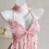 🦋💖 Butterfly Halter Neck Pink Dress 🌸✨