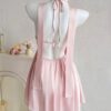 🦋💖 Butterfly Halter Neck Pink Dress 🌸✨