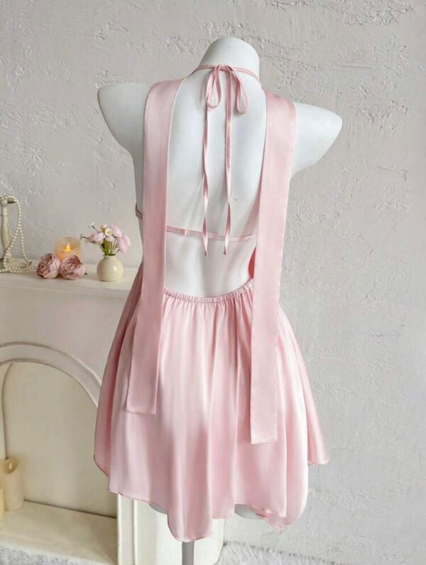 🦋💖 Butterfly Halter Neck Pink Dress 🌸✨
