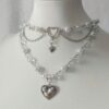 🤍✨ Multi-Layer Faux Pearl Choker With Silvery Heart Accent🎀