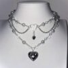 🤍✨ Multi-Layer Faux Pearl Choker With Silvery Heart Accent🎀