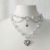 🤍✨ Multi-Layer Faux Pearl Choker With Silvery Heart Accent🎀