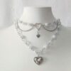 🤍✨ Multi-Layer Faux Pearl Choker With Silvery Heart Accent🎀