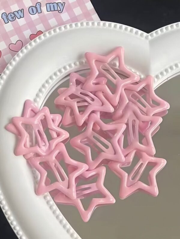🌸✨ Pink Star Hair Clips (6 pcs) 🎀⭐