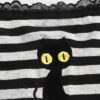 🐾🖤 Black Cat Embroidered Striped Cami Top 🎀🐈‍⬛