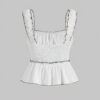 🤍🎀 White Bow-Edge Tank Top ✨