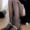🖤✨ Retro Striped Sheer Black Pantyhose 🎀