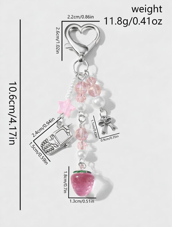 🍓🤳 Pink Strawberry & Phone Charm Keychain ✨