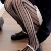 🖤✨ Retro Striped Sheer Black Pantyhose 🎀
