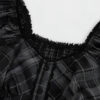 🖤✨ Goth Plaid Puff Sleeve Shirt with Lace Hem 🎀