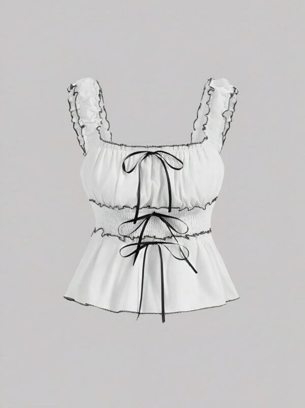 🤍🎀 White Bow-Edge Tank Top ✨